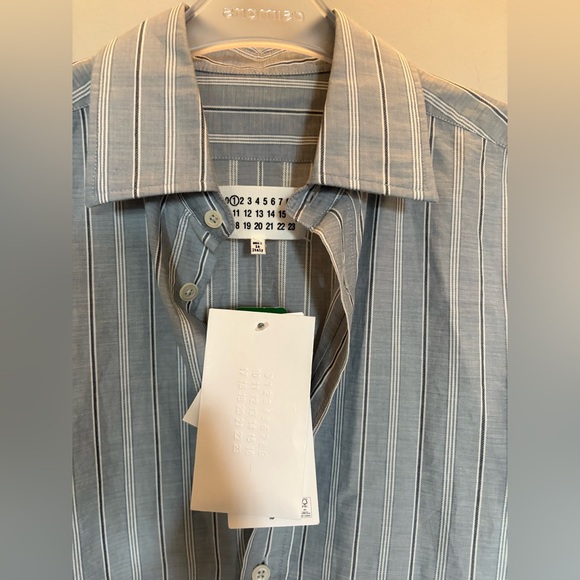 NWT- Maison Martin Margiela Women's Blue Striped Shirt - Picture 3 of 14
